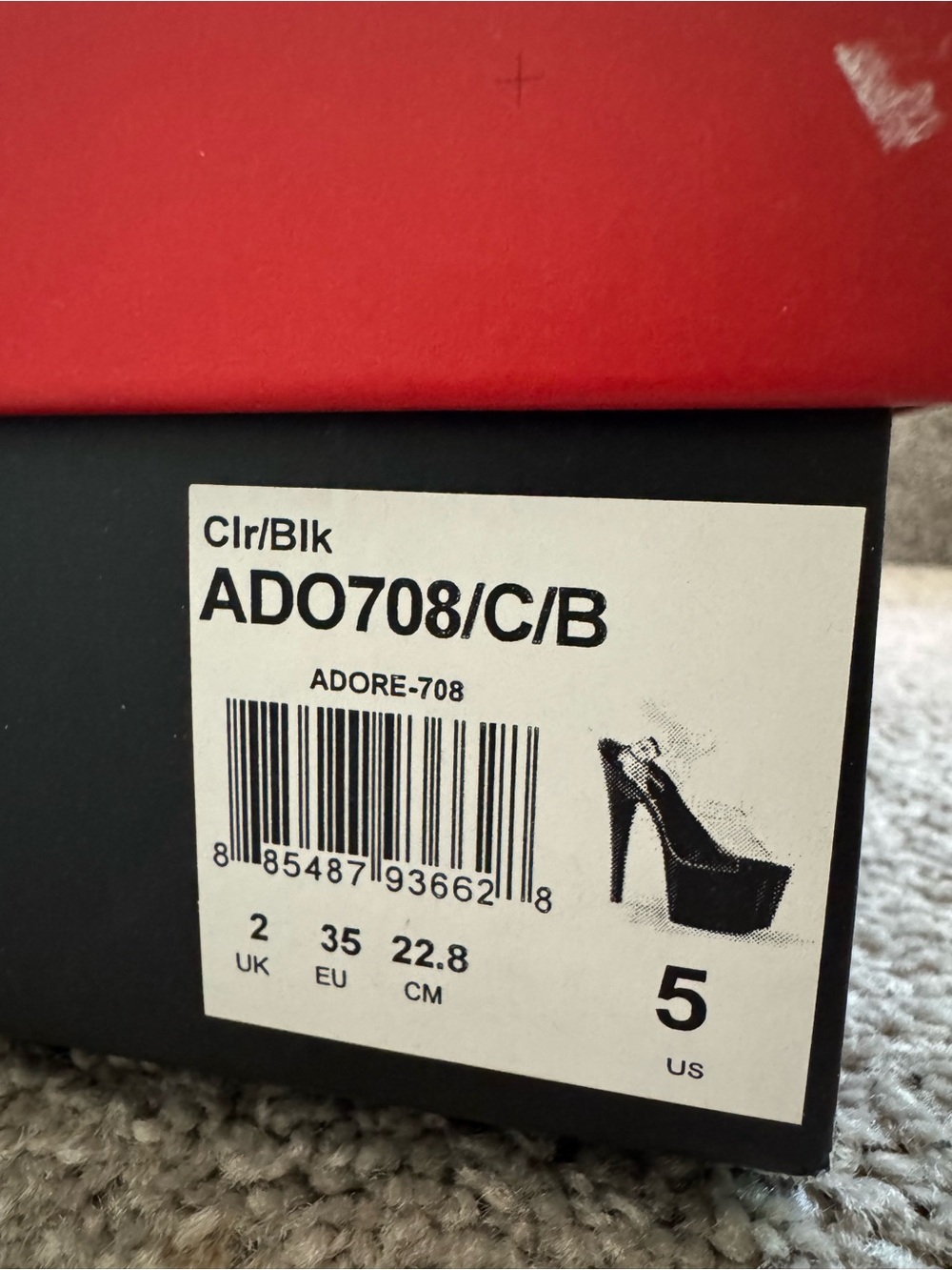 Pleaser Black Patent Platform Heels with Clear Straps - Picture 4 of 5